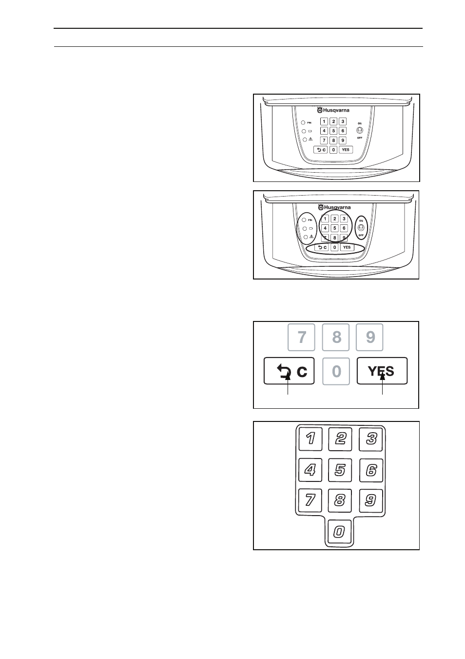 Control panel, 1 select, 2 numbers | Husqvarna 210 C User Manual | Page 32 / 50