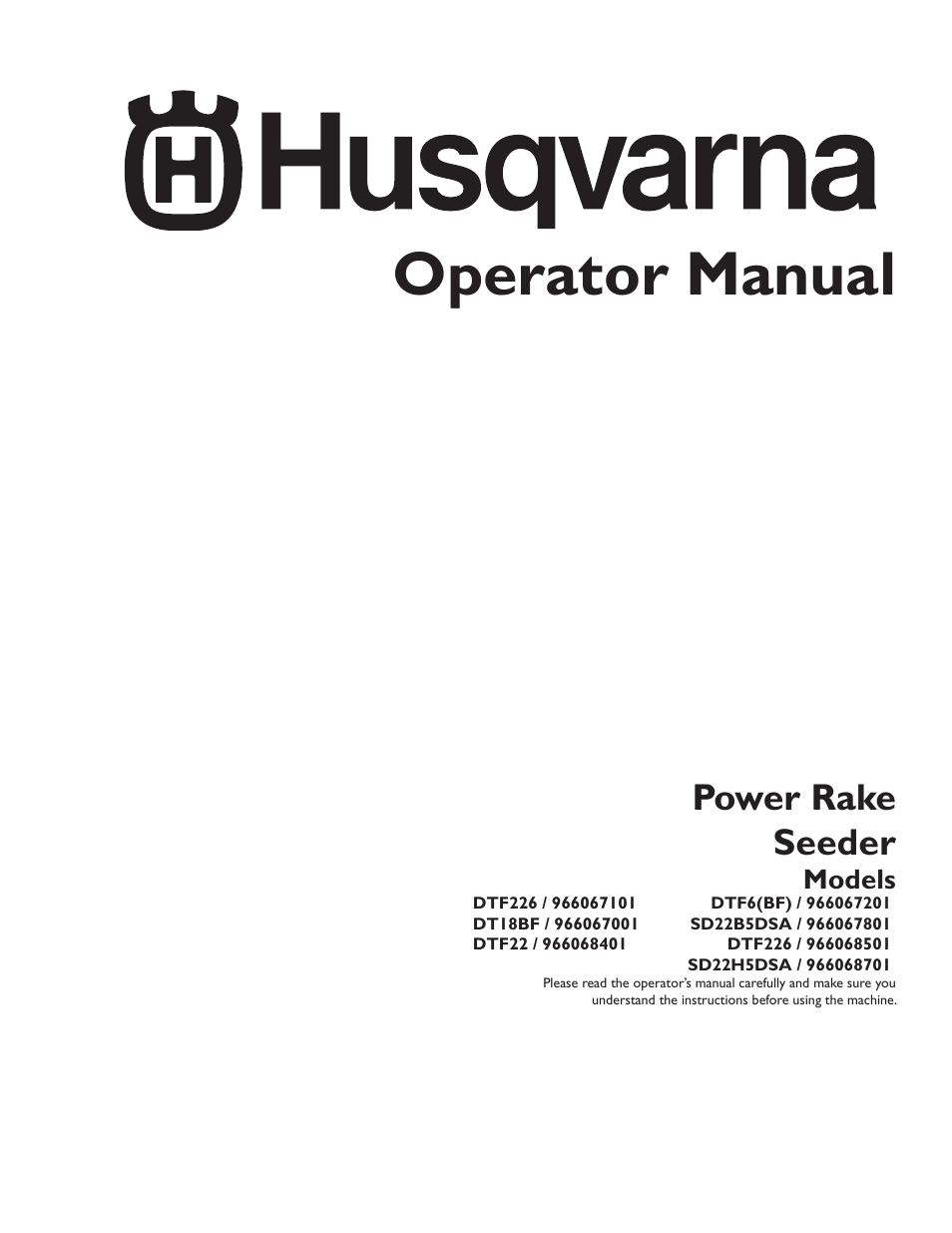 Husqvarna SD22B5DSA User Manual | 36 pages