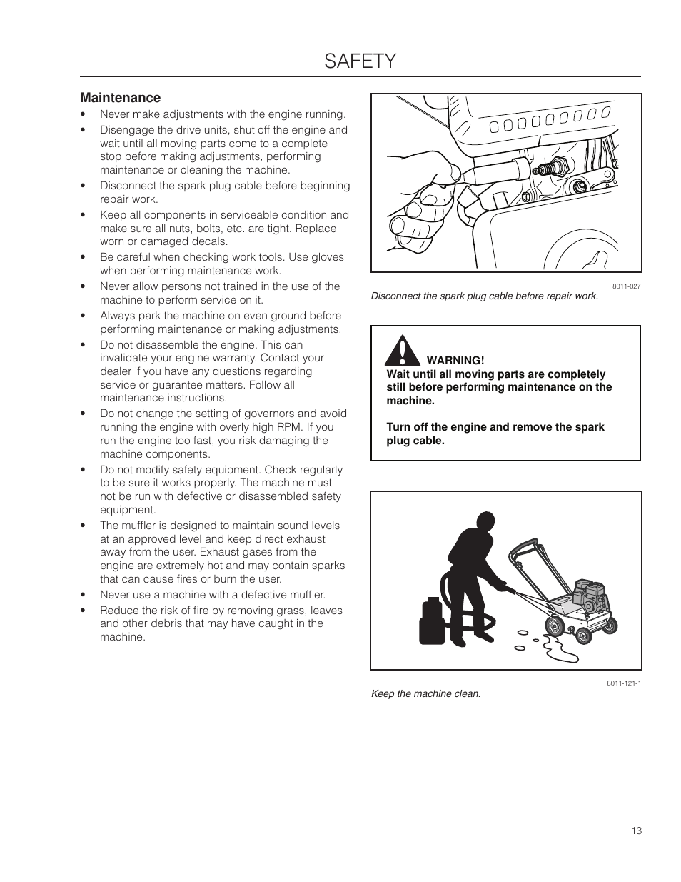 Maintenance, Safety | Husqvarna SD22B5DSA User Manual | Page 13 / 36
