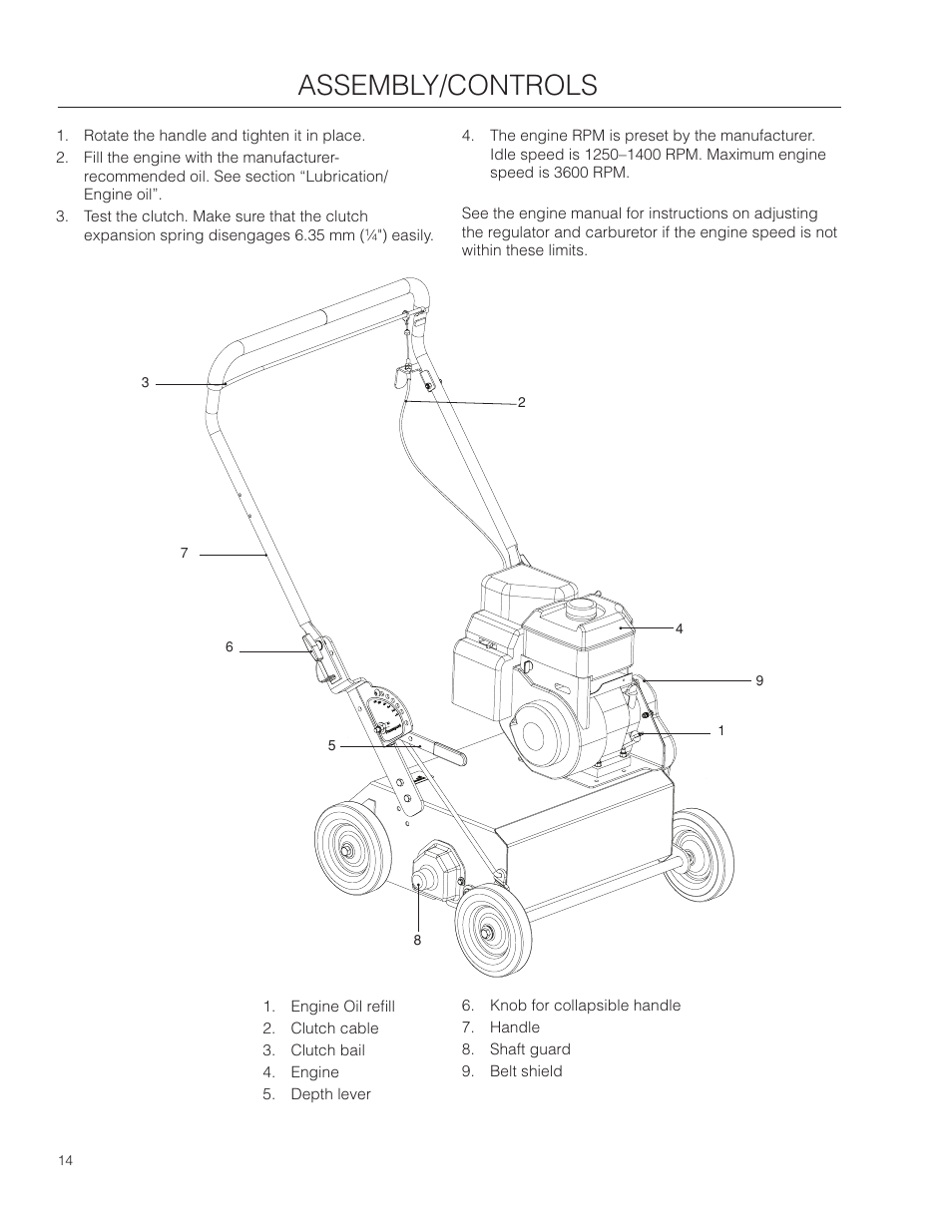 Assembly/controls | Husqvarna SD22B5DSA User Manual | Page 14 / 36