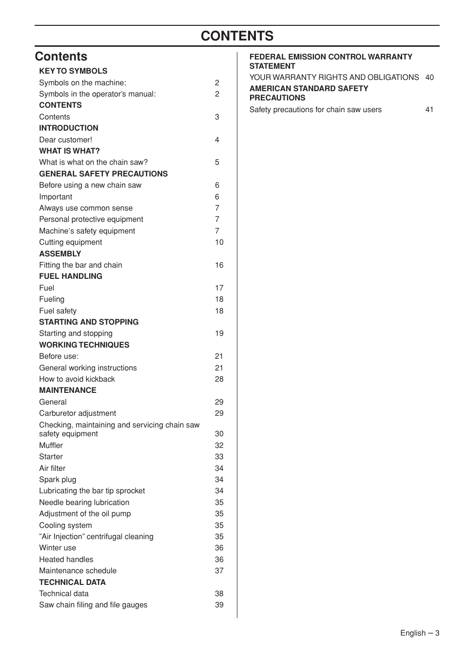 Husqvarna 576 XP EPA II User Manual | Page 3 / 45