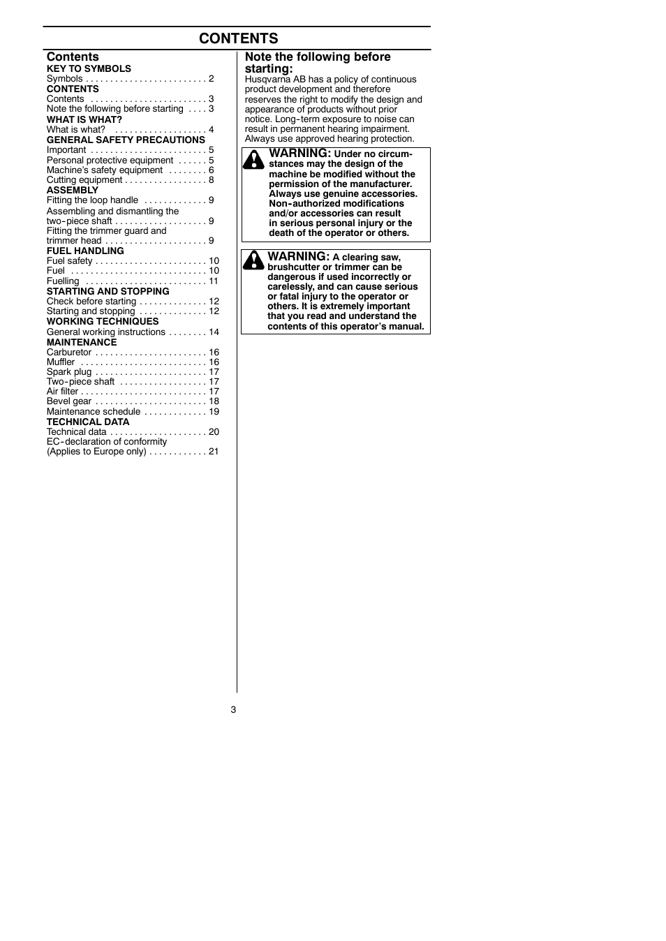 Husqvarna 125LDx User Manual | Page 3 / 23