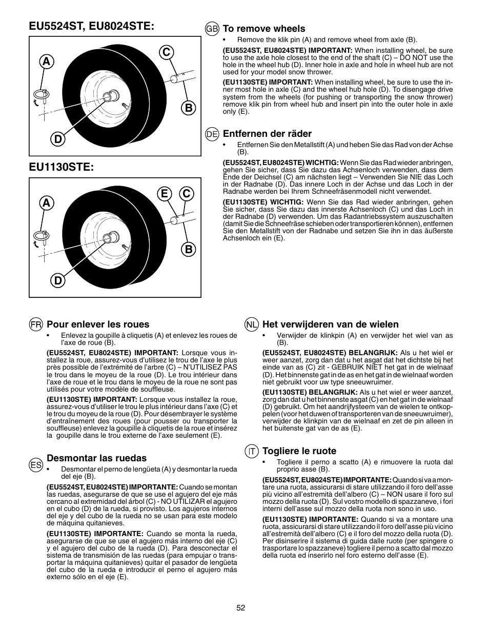 Husqvarna EU8024STE User Manual | Page 52 / 60