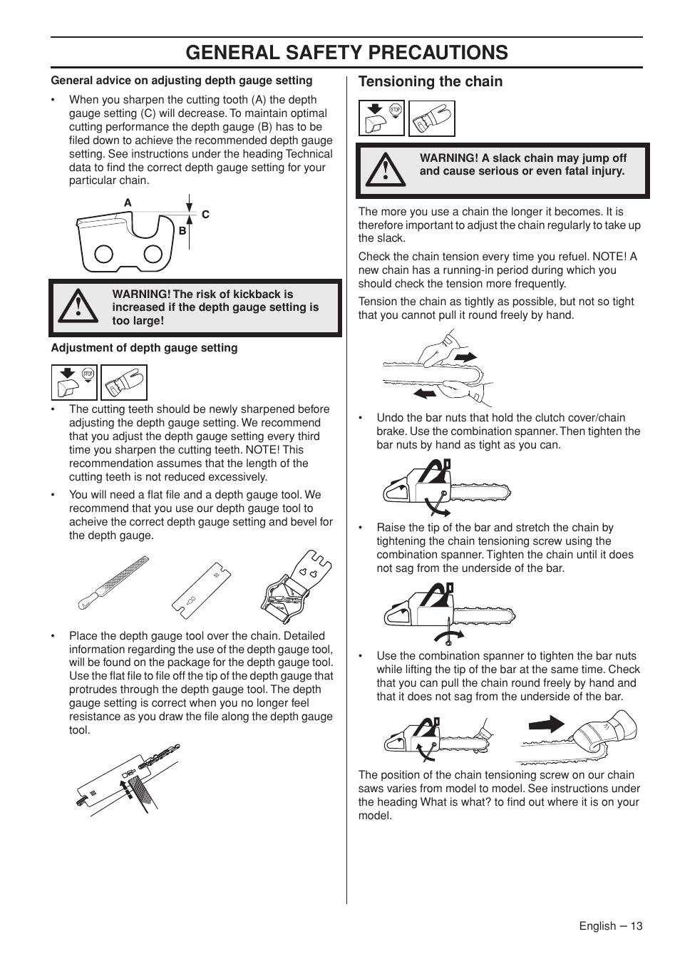 General safety precautions | Husqvarna 576XP AutoTune User Manual | Page 13 / 44