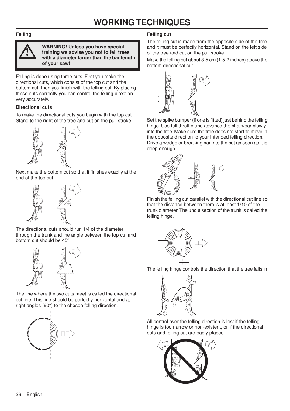 Working techniques | Husqvarna 576XP AutoTune User Manual | Page 26 / 44