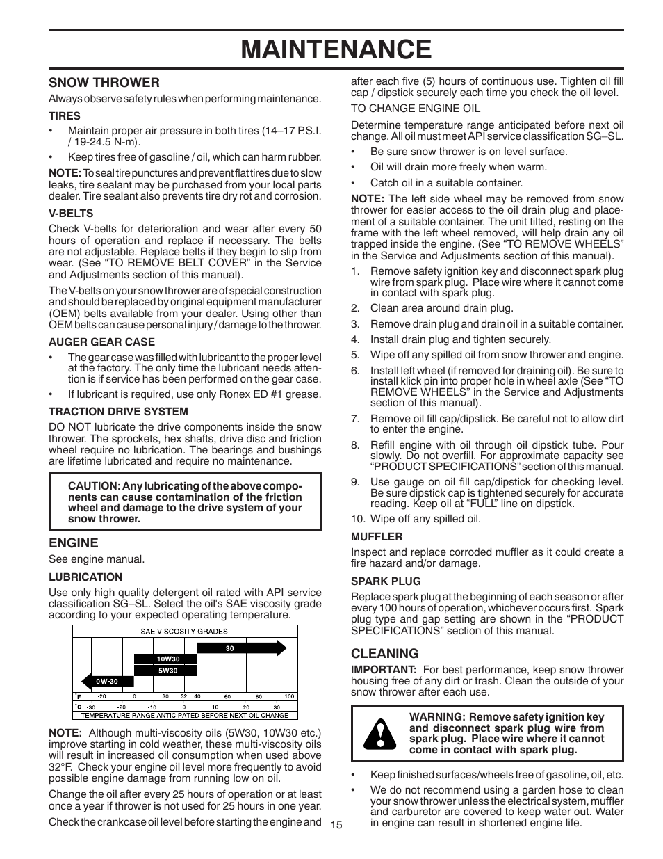 Maintenance | Husqvarna 924SB-XLS User Manual | Page 15 / 40