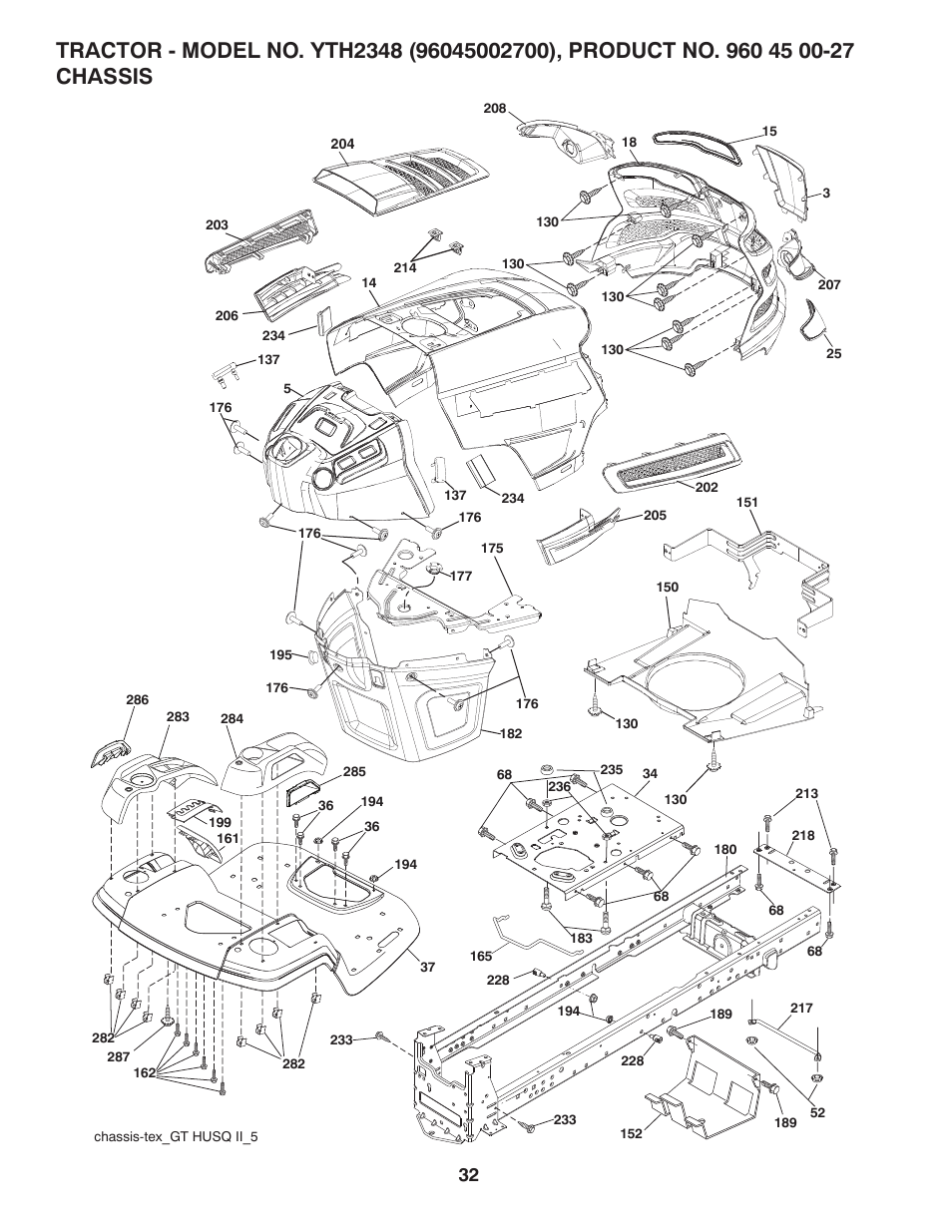 Chassis | Husqvarna 96045002700 User Manual | Page 32 / 48