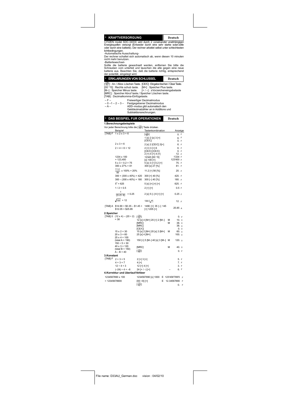 CITIZEN SDC-340III User Manual | Page 6 / 15