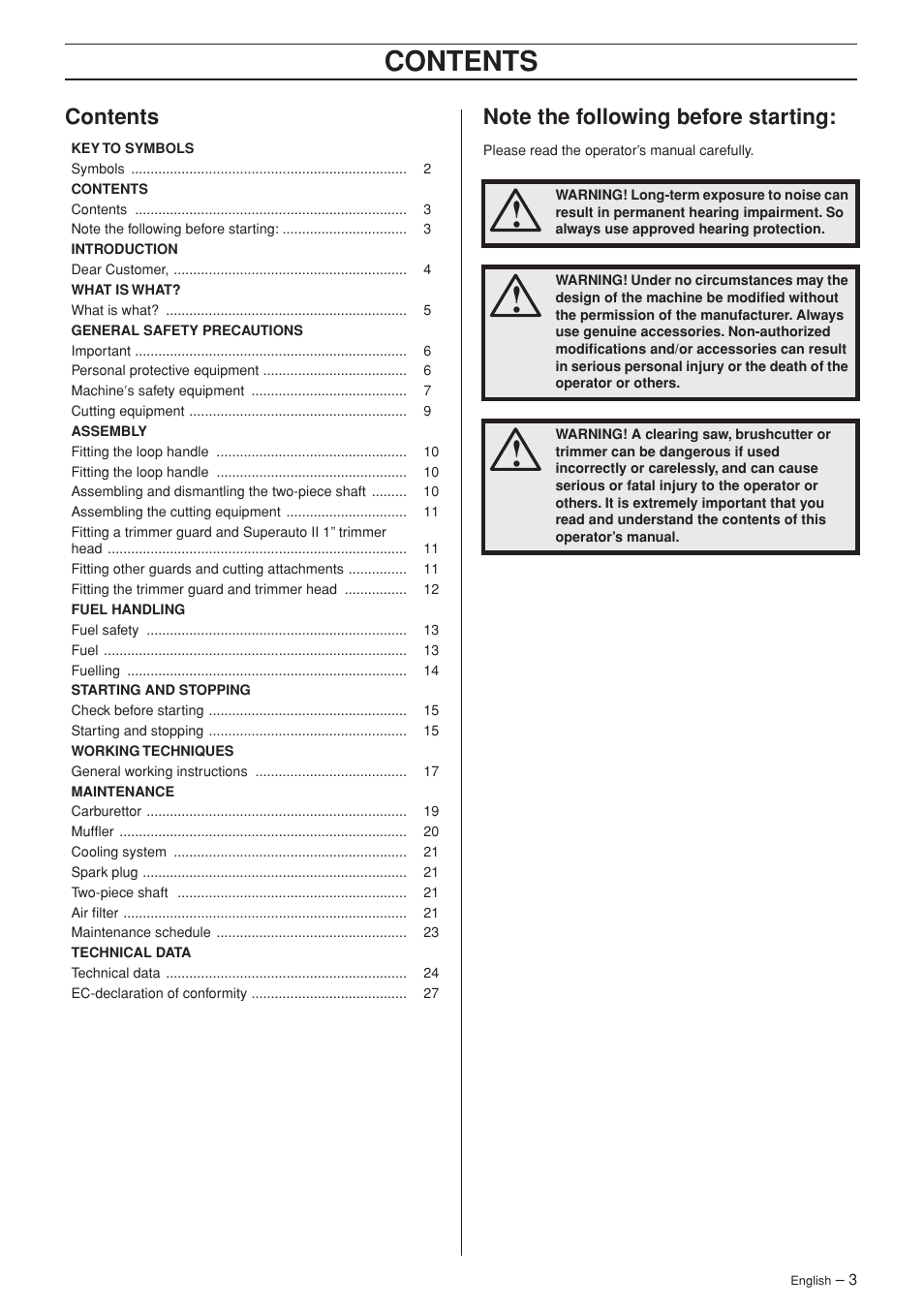 Husqvarna SPM1702SM User Manual | Page 3 / 36