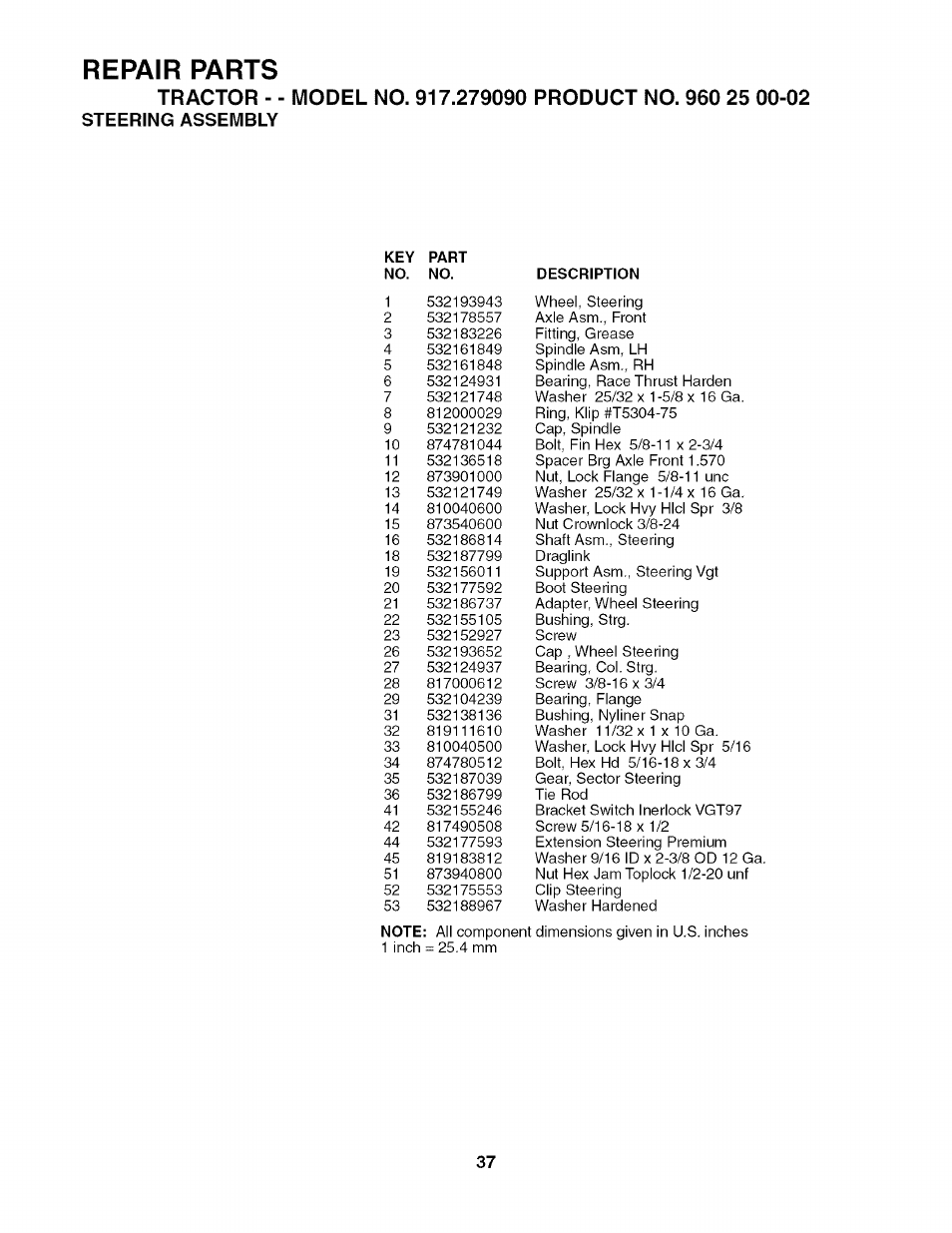Repair parts | Husqvarna 917.27909 User Manual | Page 37 / 48