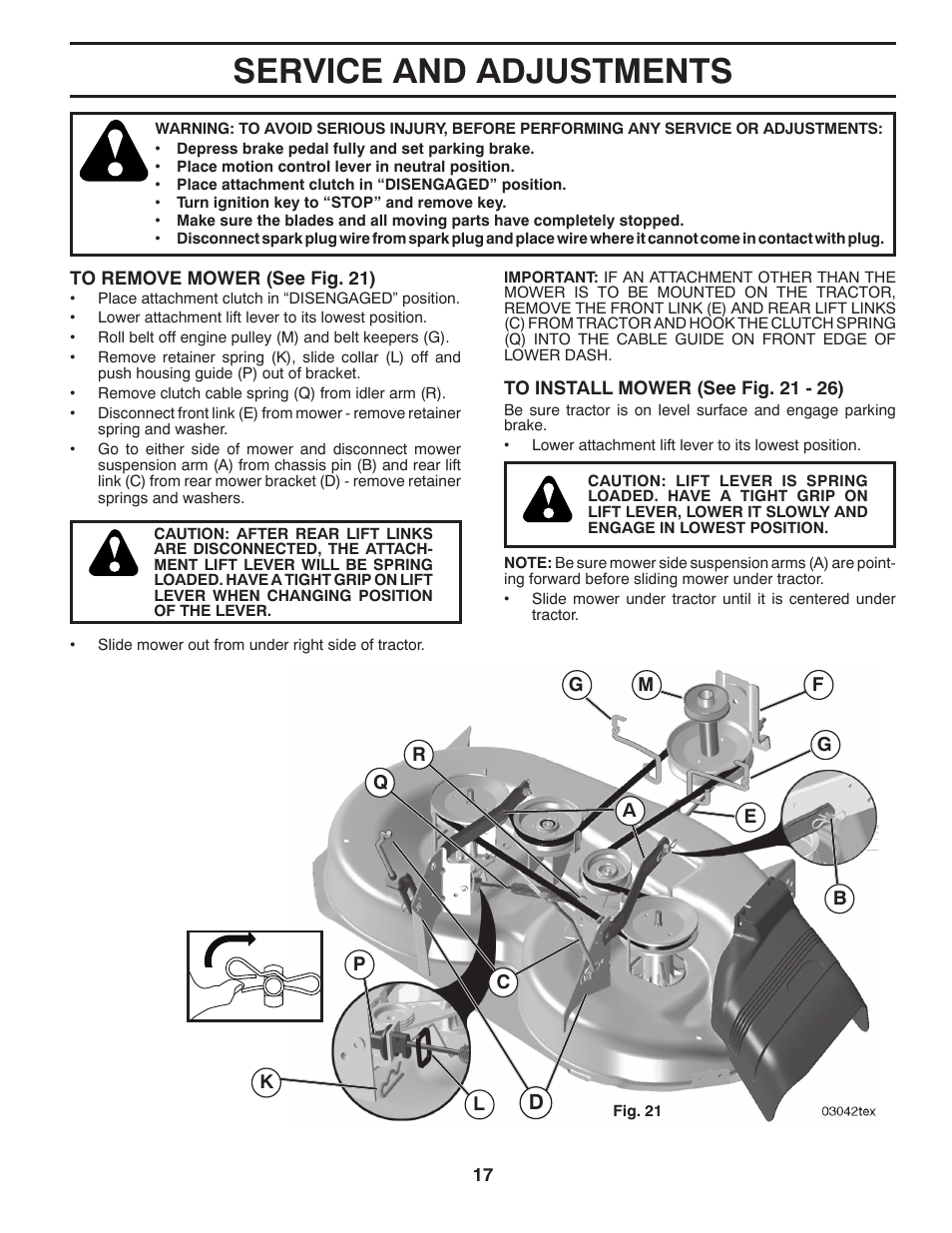 Service and adjustments | Husqvarna 917.28961 User Manual | Page 17 / 52