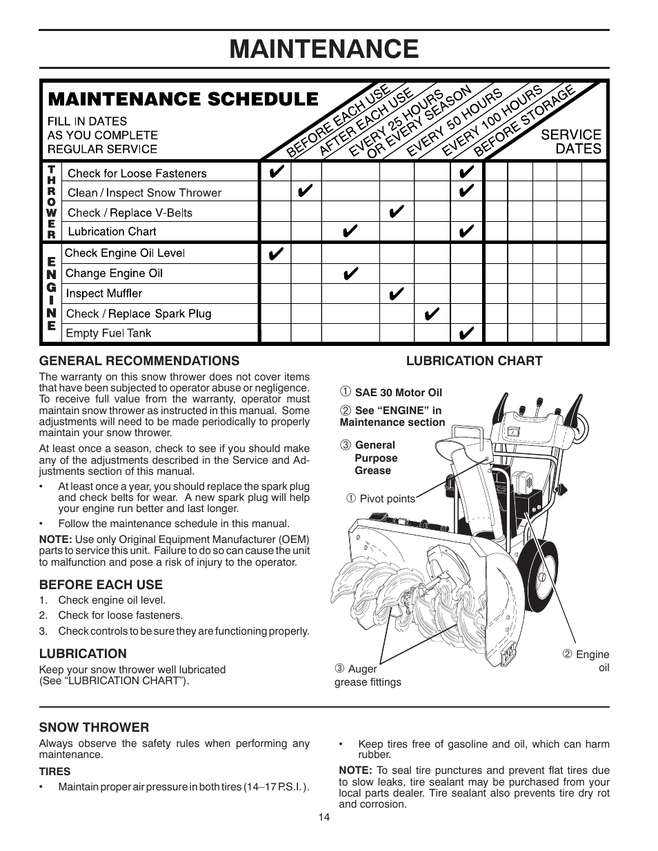 Maintenance | Husqvarna 1830HV User Manual | Page 14 / 24