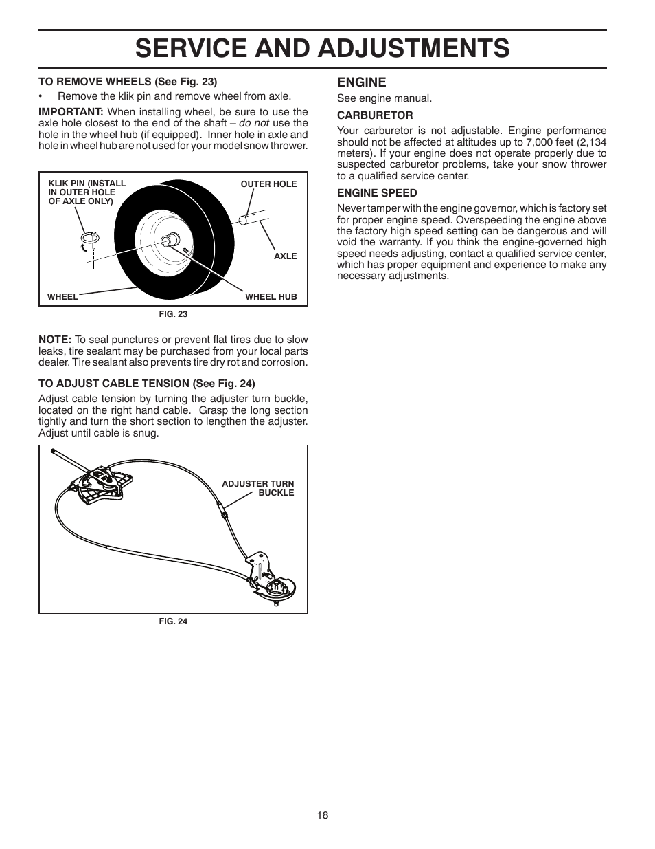Service and adjustments | Husqvarna 1830HV User Manual | Page 18 / 24