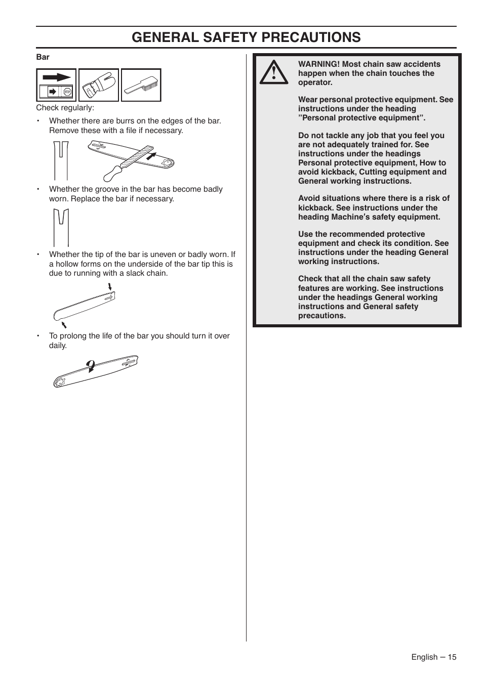 General safety precautions | Husqvarna 1153183-26 User Manual | Page 15 / 44