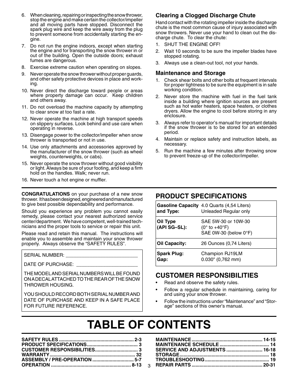 Husqvarna 10530SBE User Manual | Page 3 / 32