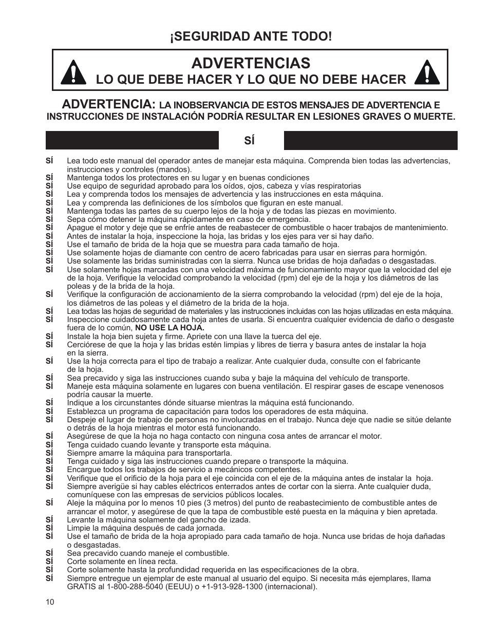 Advertencias, Seguridad ante todo | Husqvarna FSA 8400 D User Manual | Page 10 / 112