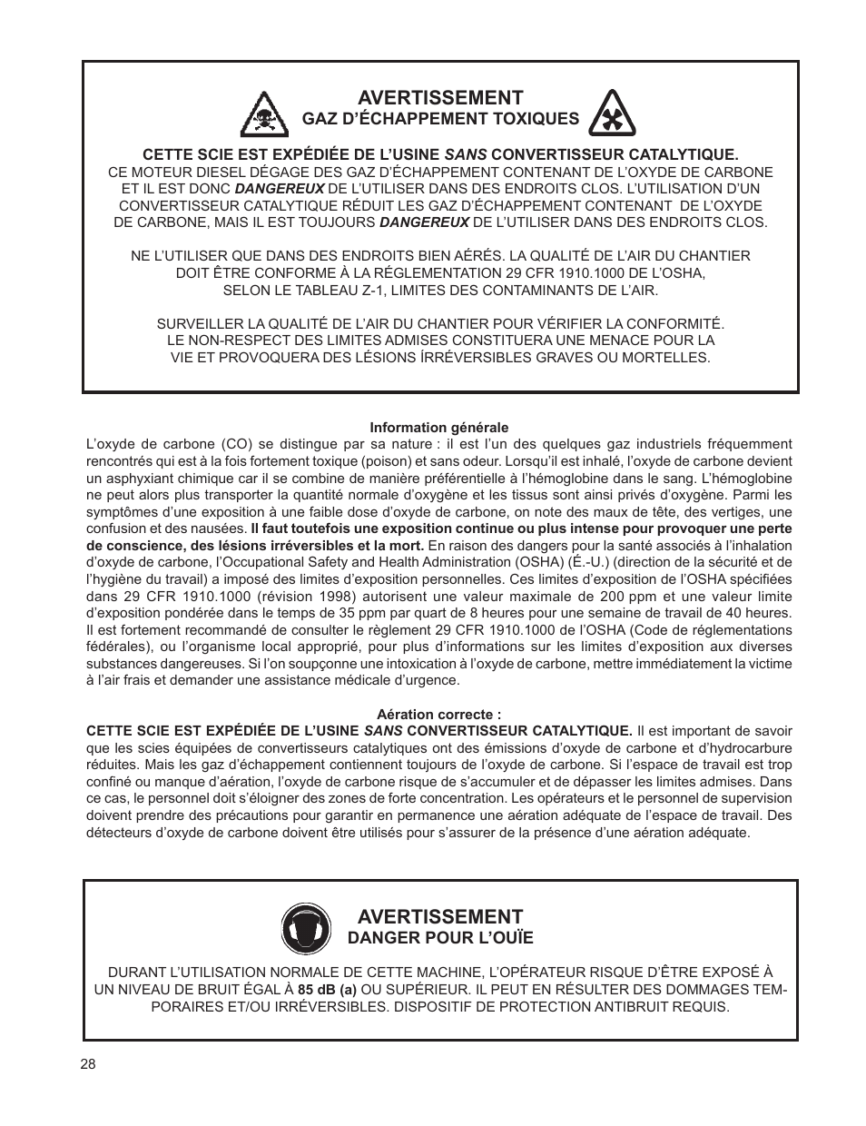 Avertissement | Husqvarna FSA 8400 D User Manual | Page 28 / 112