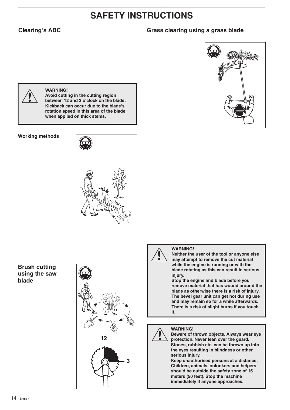 Safety instructions | Husqvarna 322R User Manual | Page 14 / 44