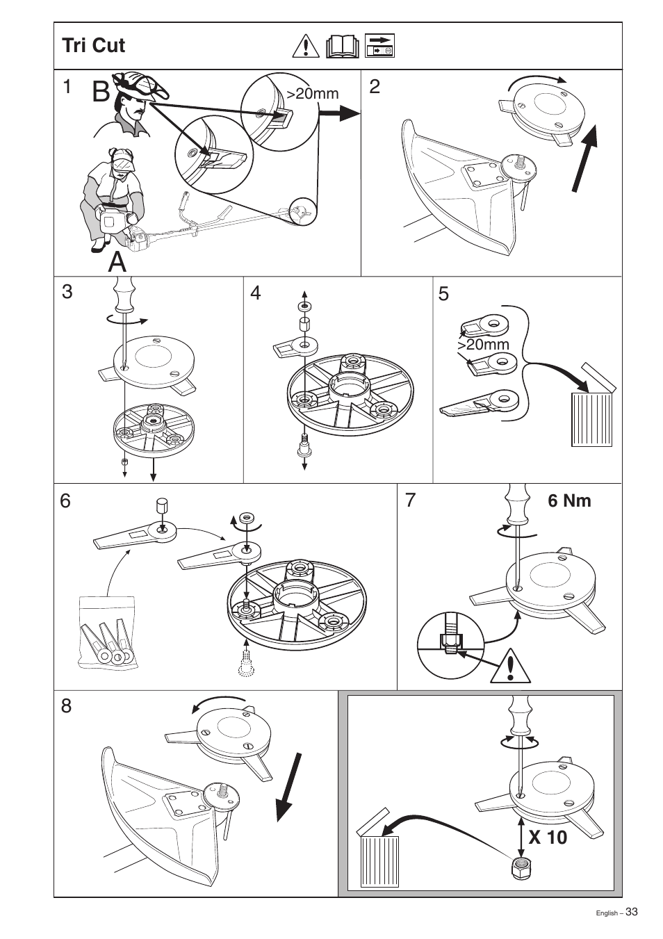 Tri cut | Husqvarna 322R User Manual | Page 33 / 44