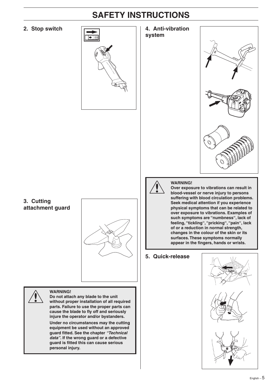 Safety instructions | Husqvarna 322R User Manual | Page 5 / 44