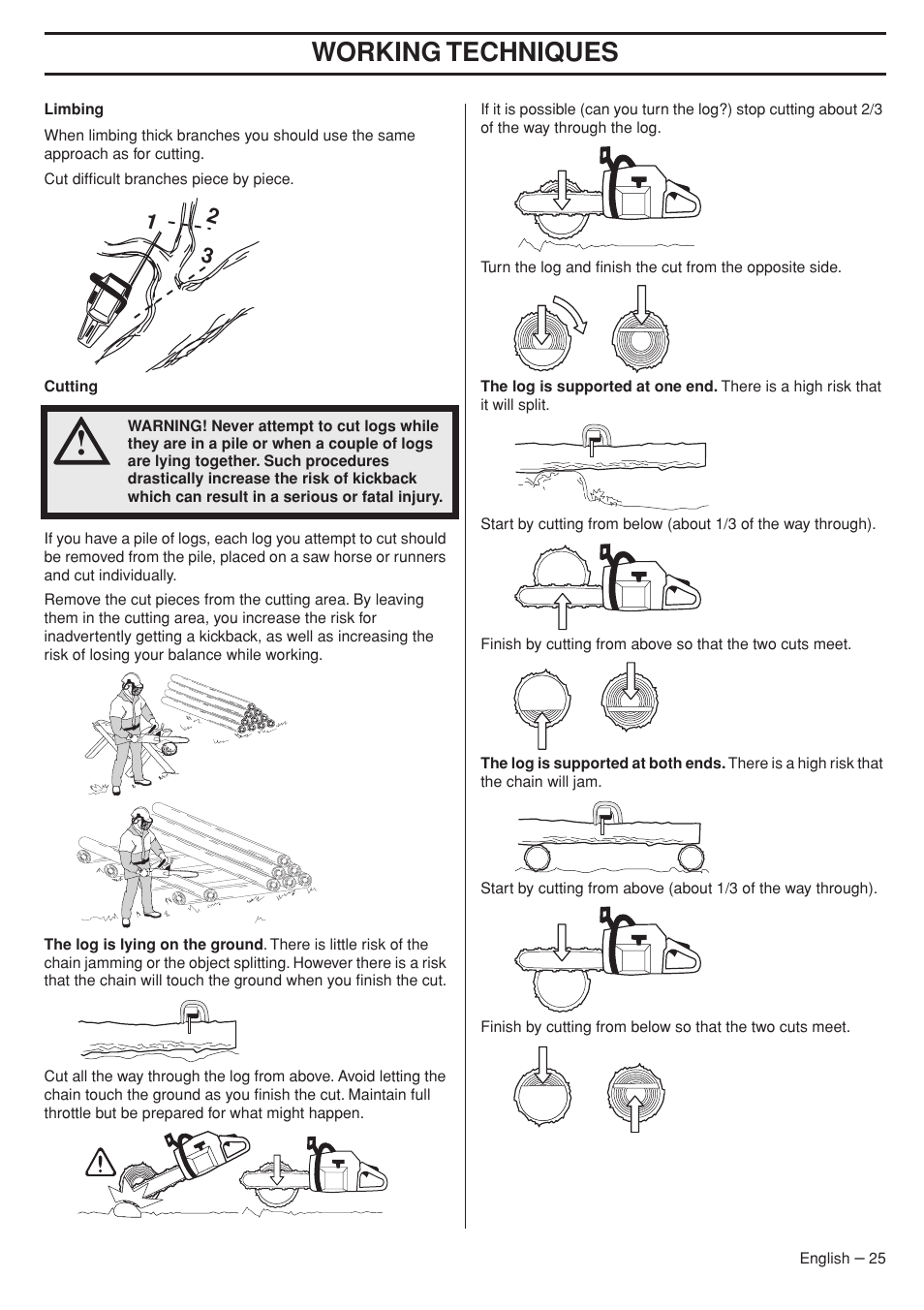 Working techniques | Husqvarna 575XP User Manual | Page 25 / 48