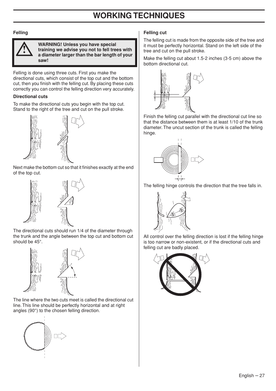 Working techniques | Husqvarna 575XP User Manual | Page 27 / 48