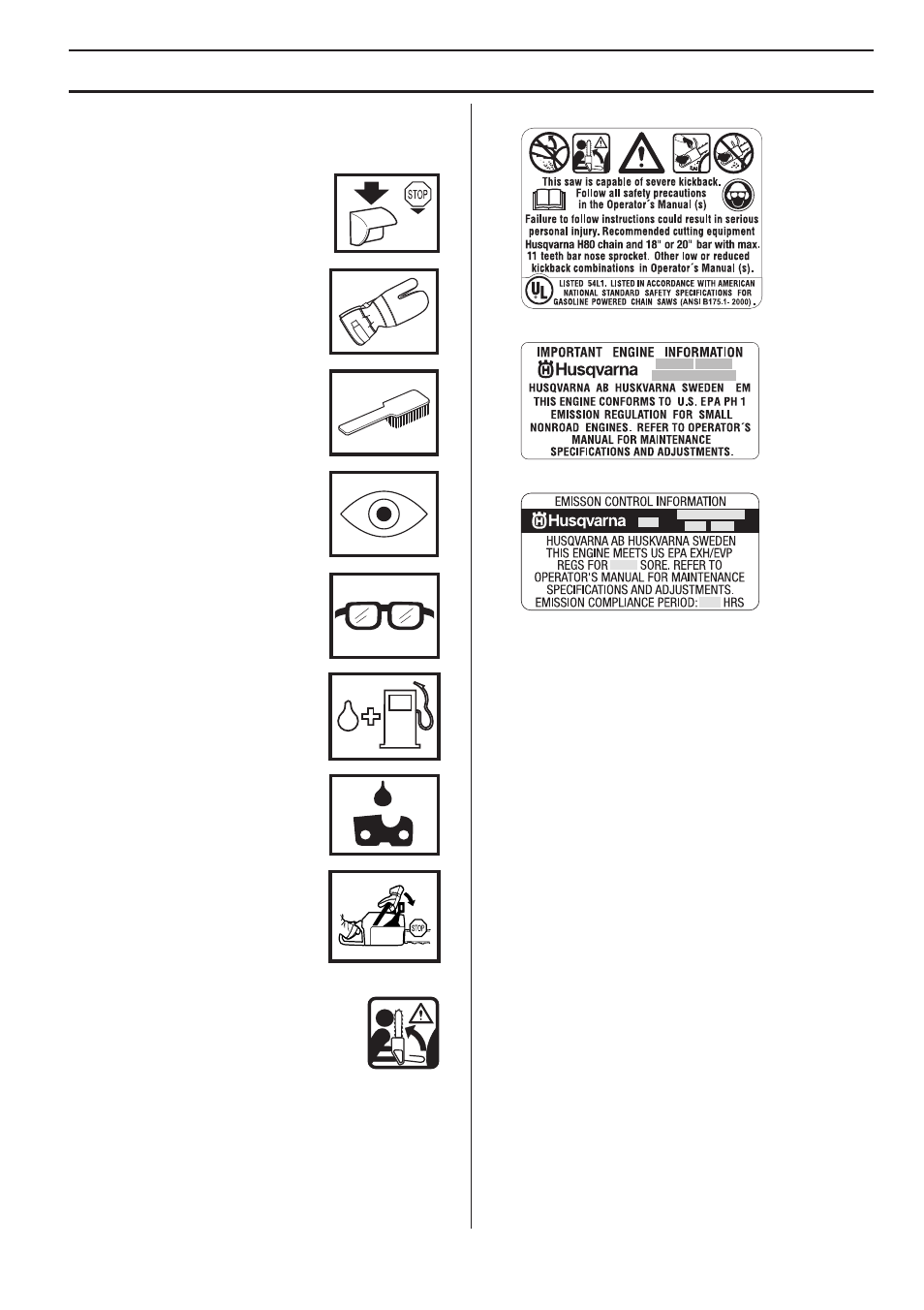 Key t o symbols, Symbols in the operator’ s manual | Husqvarna 1153178-95 User Manual | Page 3 / 44