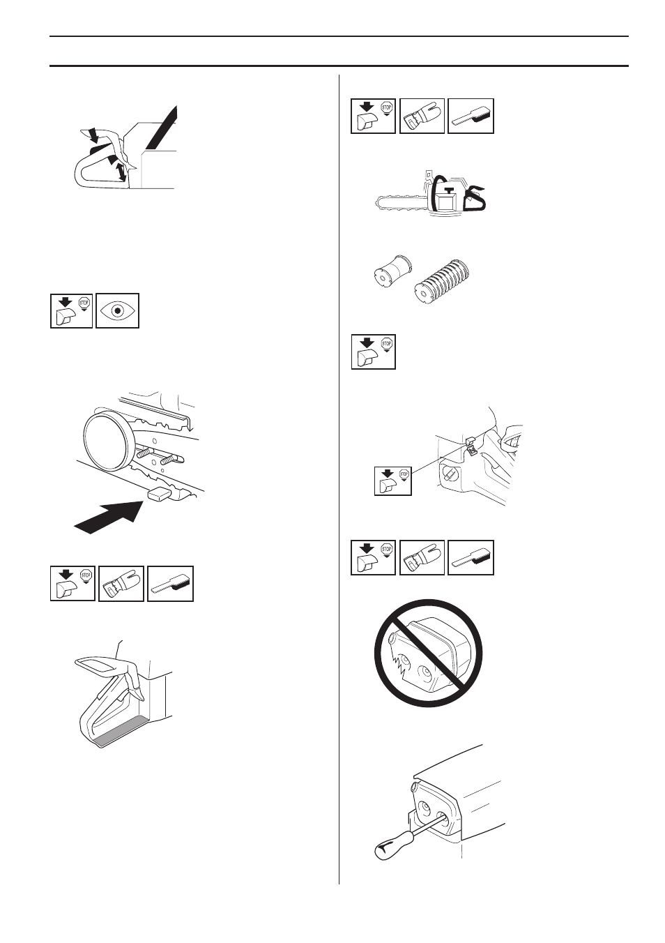 Chain catcher, Right hand guard, Vibration damping system | Stop switch, Muffler, Maintenance | Husqvarna 1153178-95 User Manual | Page 33 / 44