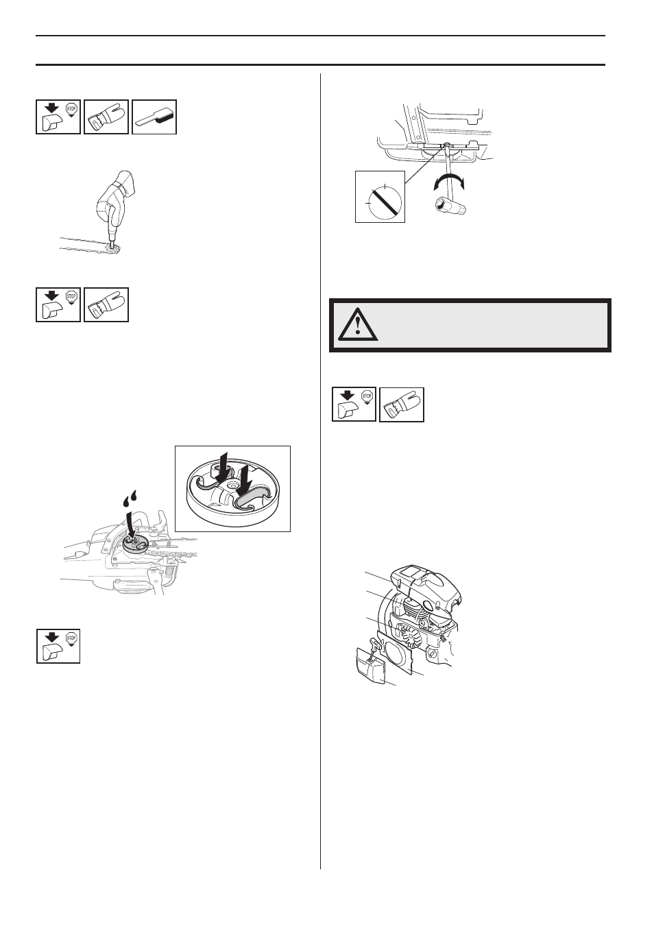 Lubricating the bar tip sprocket, Needle bearing lubrication, Adjustment of the oil pump | Cooling system, Maintenance | Husqvarna 1153178-95 User Manual | Page 36 / 44