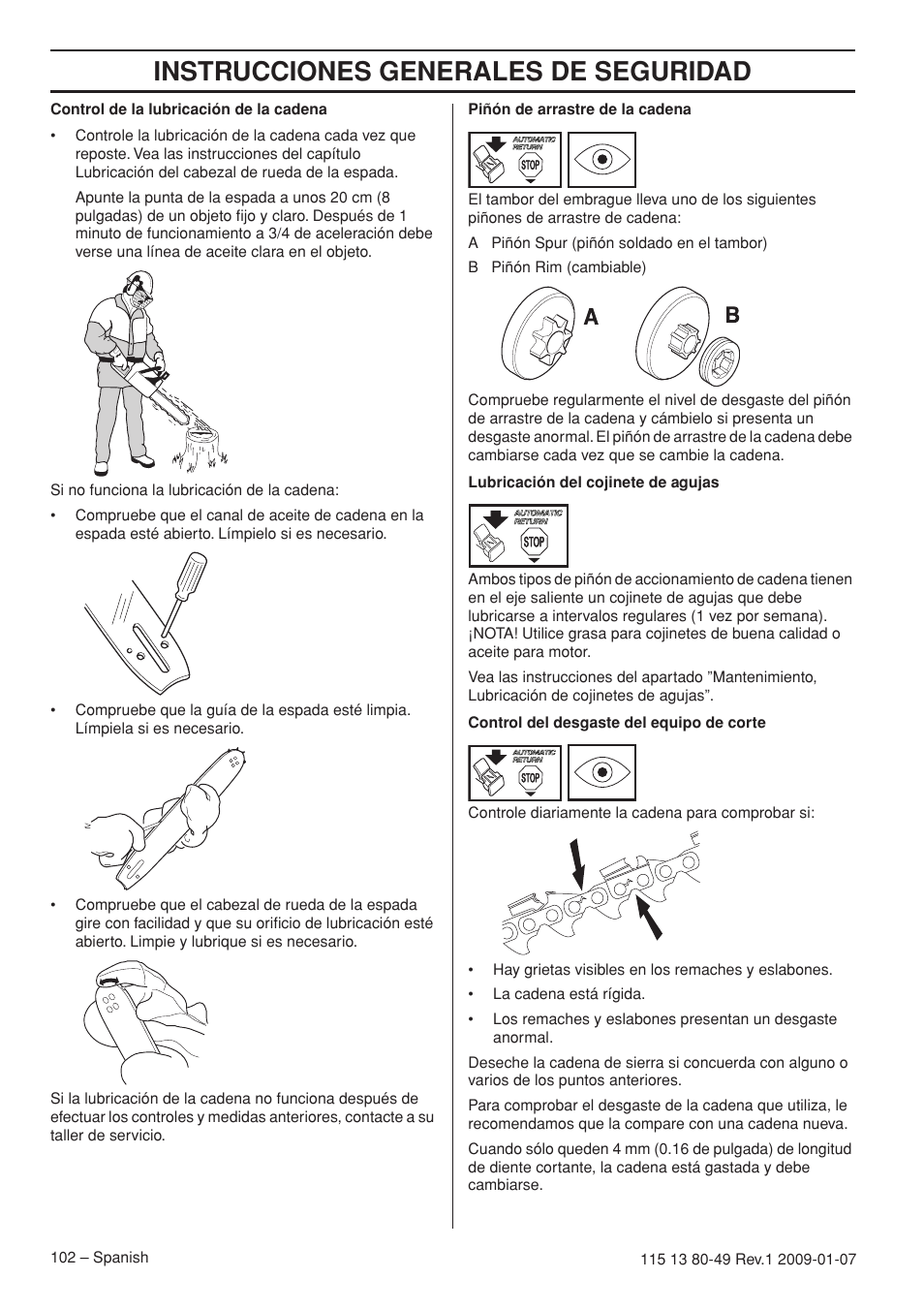 Instrucciones generales de seguridad | Husqvarna EPA III User Manual | Page 102 / 132