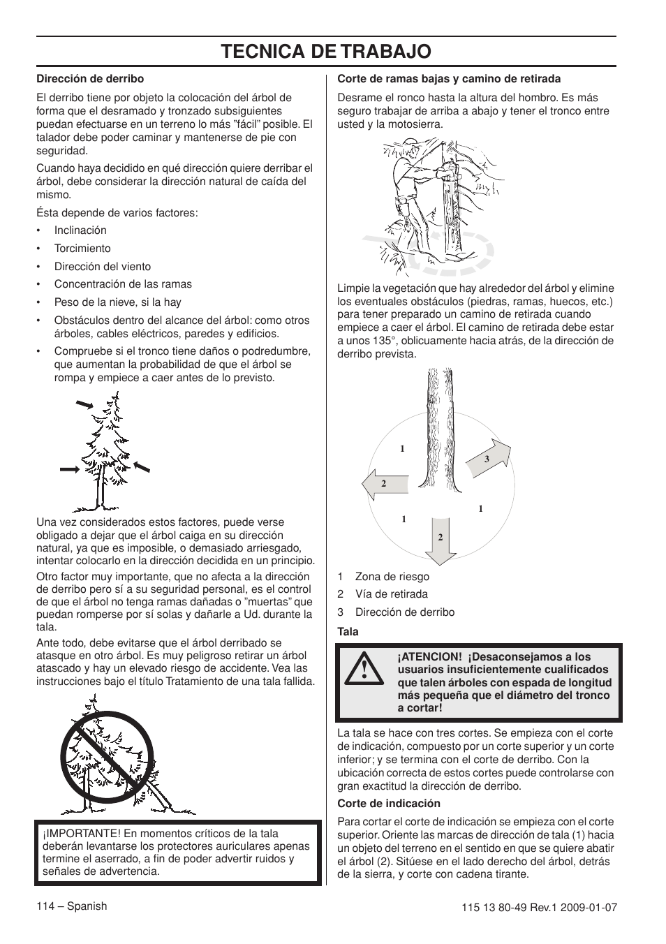 Tecnica de trabajo | Husqvarna EPA III User Manual | Page 114 / 132