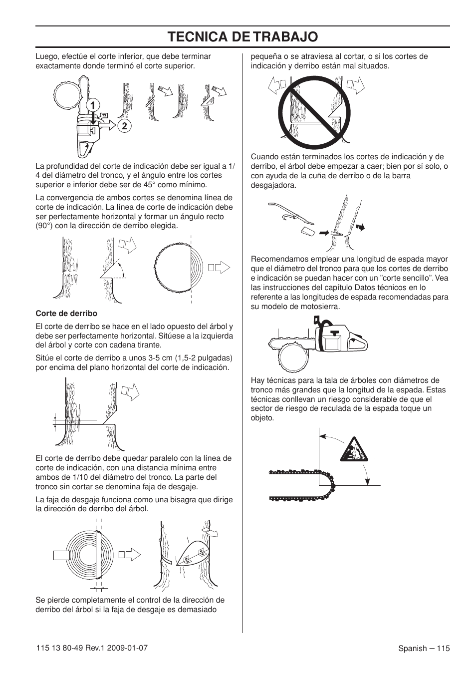 Tecnica de trabajo | Husqvarna EPA III User Manual | Page 115 / 132