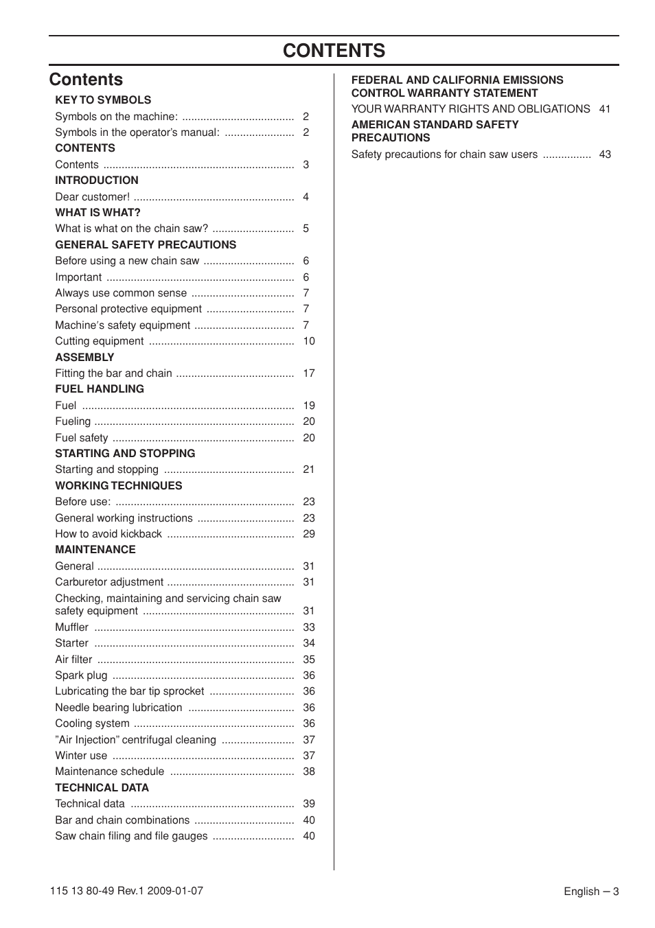 Husqvarna EPA III User Manual | Page 3 / 132