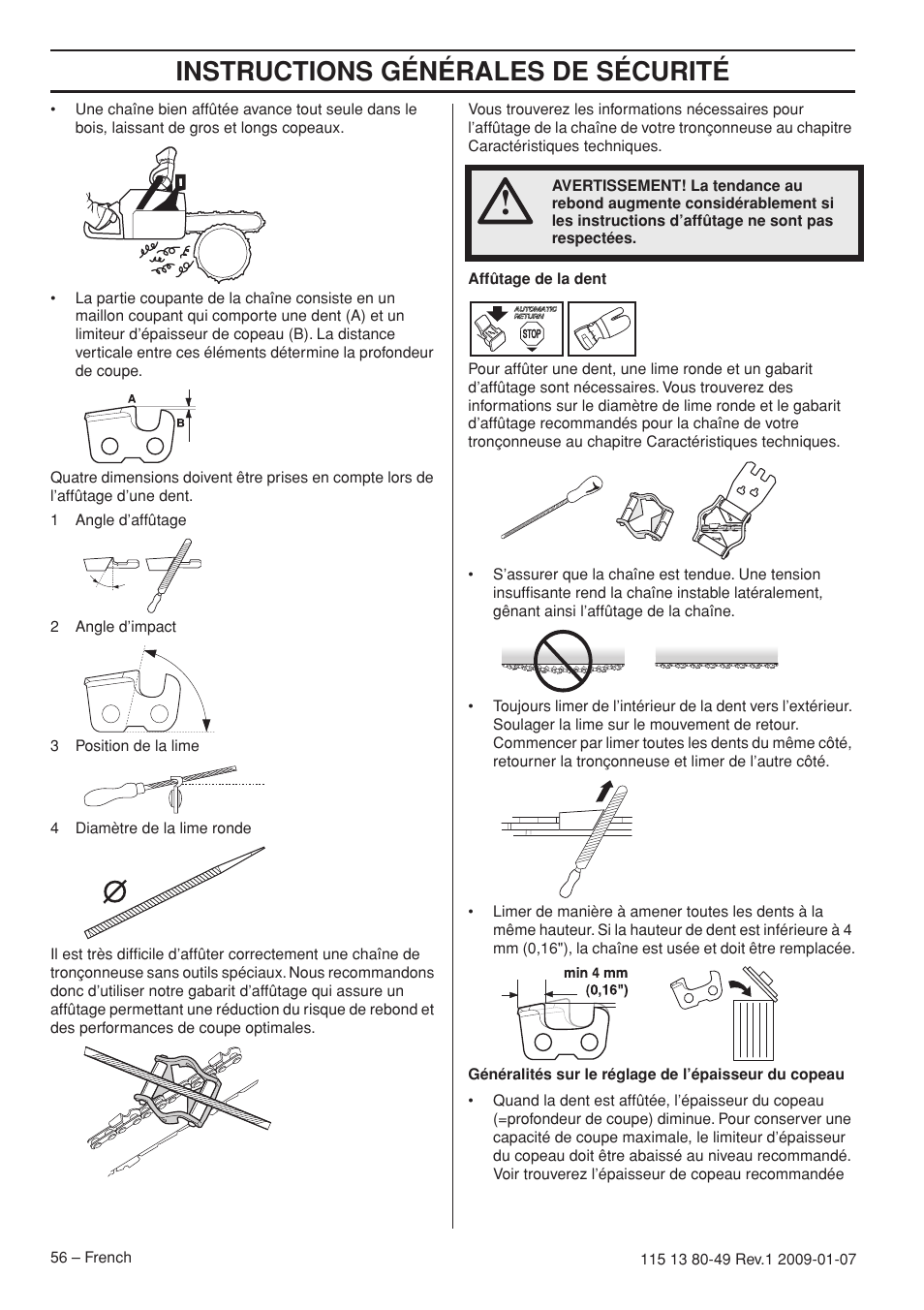 Instructions générales de sécurité | Husqvarna EPA III User Manual | Page 56 / 132