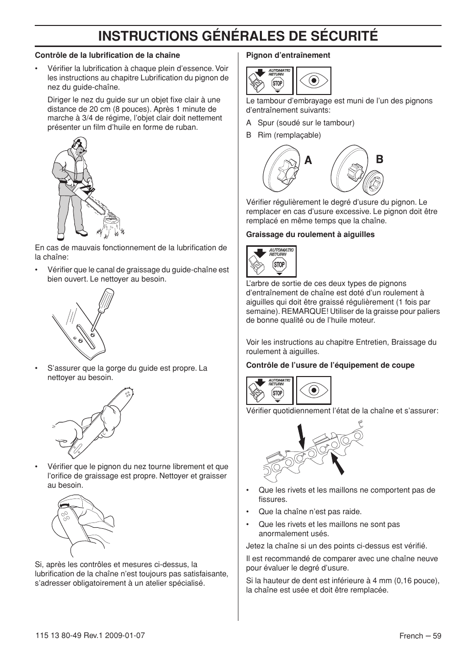 Instructions générales de sécurité | Husqvarna EPA III User Manual | Page 59 / 132
