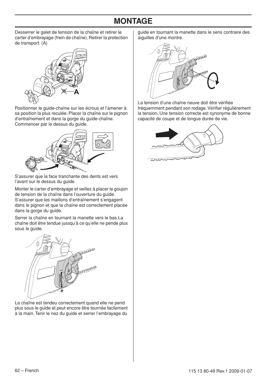 Montage | Husqvarna EPA III User Manual | Page 62 / 132