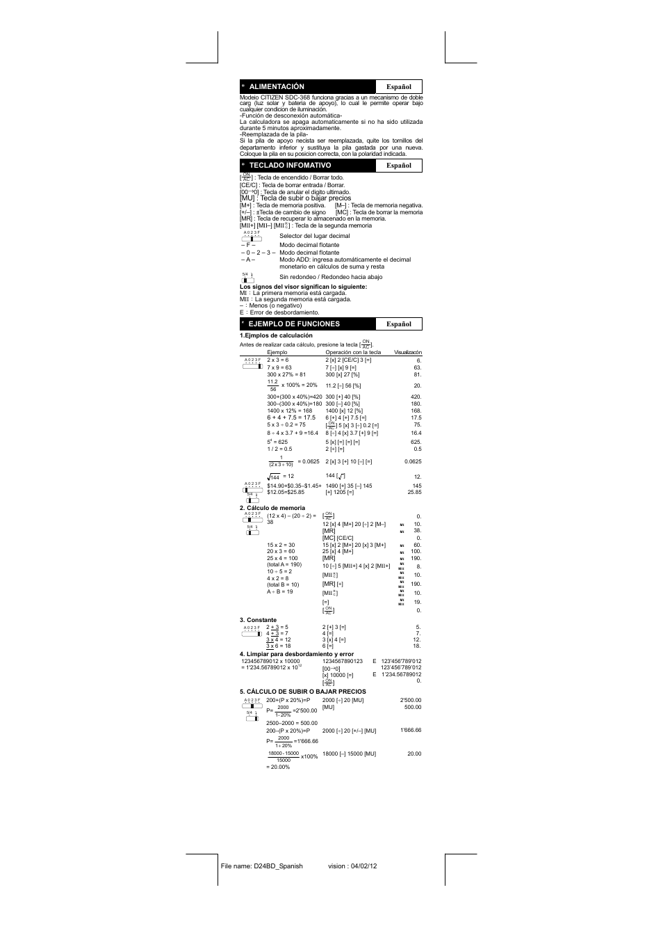 CITIZEN SDC-368 User Manual | Page 4 / 15