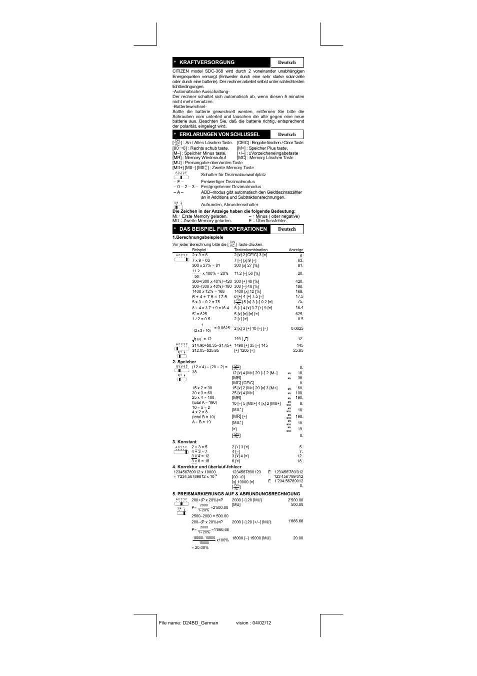 CITIZEN SDC-368 User Manual | Page 6 / 15