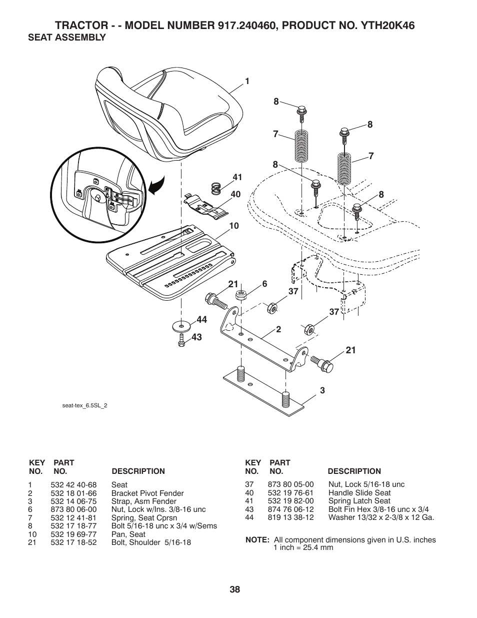 Seat | Husqvarna 917.24046 User Manual | Page 38 / 56