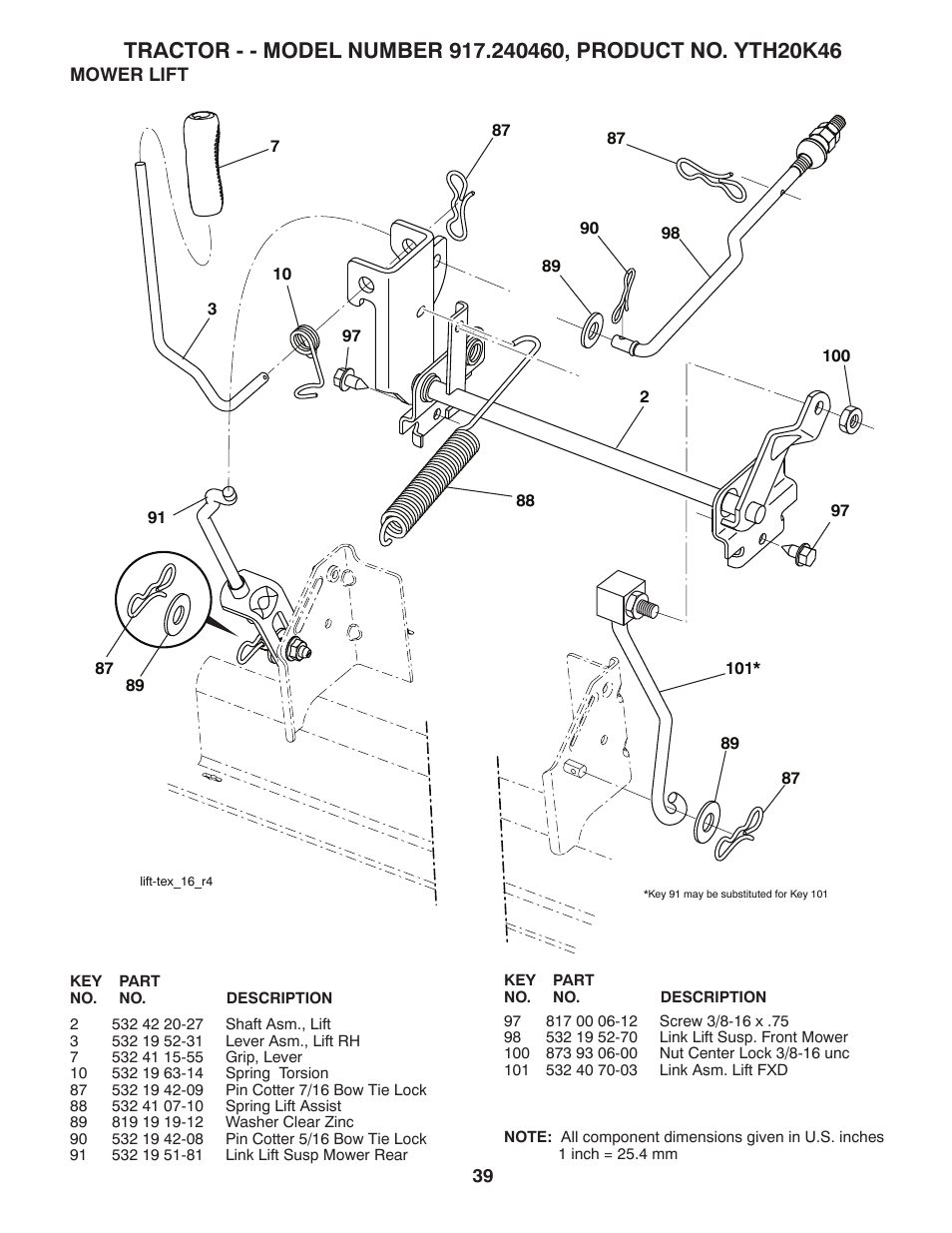 Mower lift | Husqvarna 917.24046 User Manual | Page 39 / 56