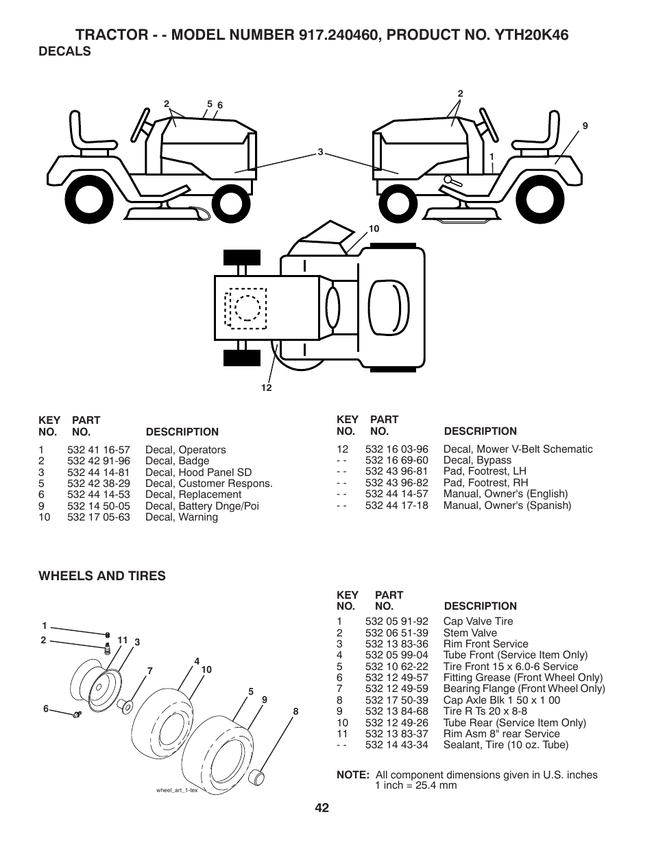 Decals, Wheels and tires | Husqvarna 917.24046 User Manual | Page 42 / 56