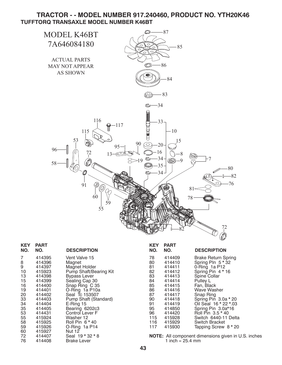 Transaxle | Husqvarna 917.24046 User Manual | Page 43 / 56