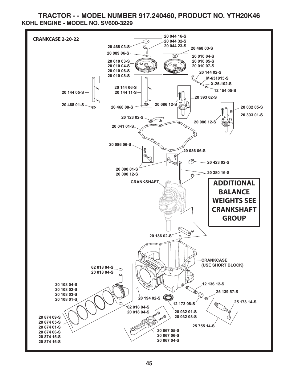 Additional balance weights see crankshaft group | Husqvarna 917.24046 User Manual | Page 45 / 56
