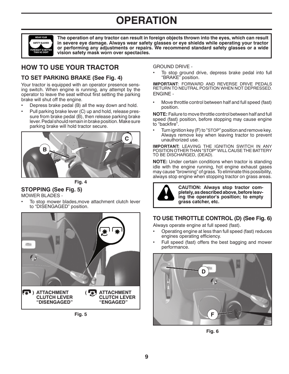 Operation, How to use your trac tor | Husqvarna 917.24046 User Manual | Page 9 / 56