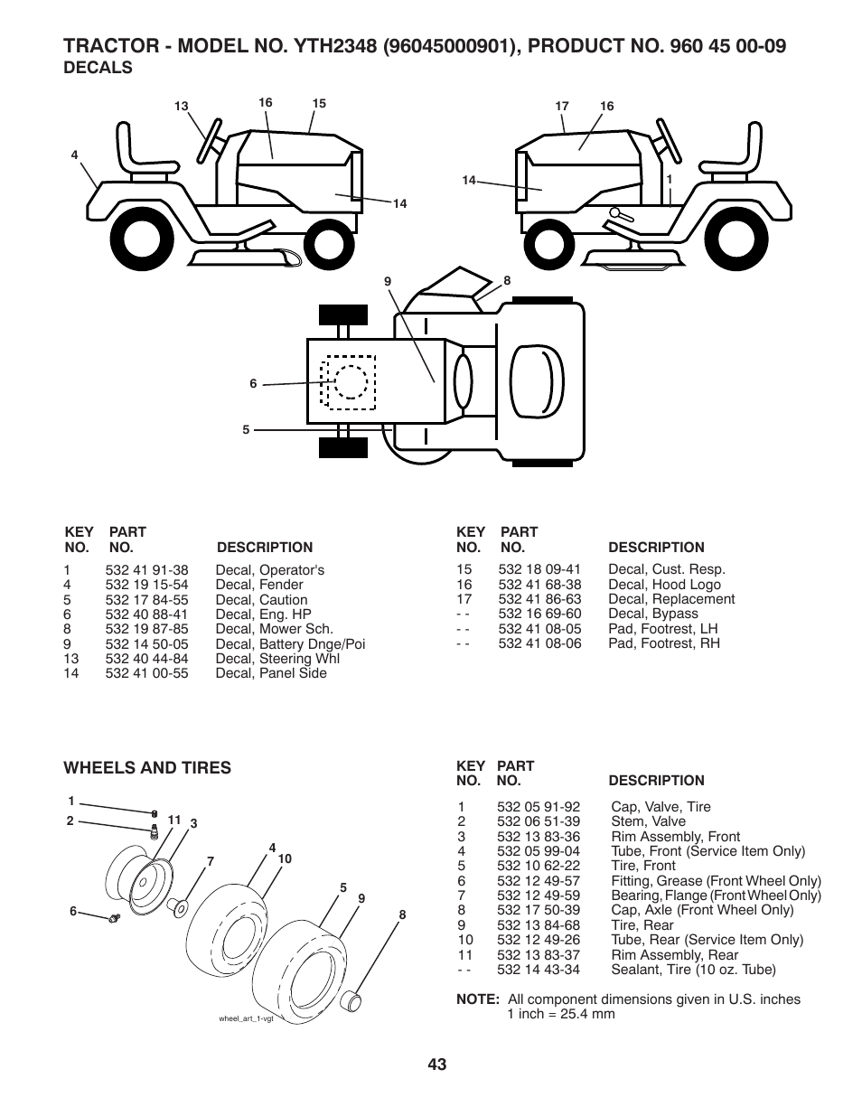 Decals / wheels & tires | Husqvarna 96045000901 User Manual | Page 43 / 48