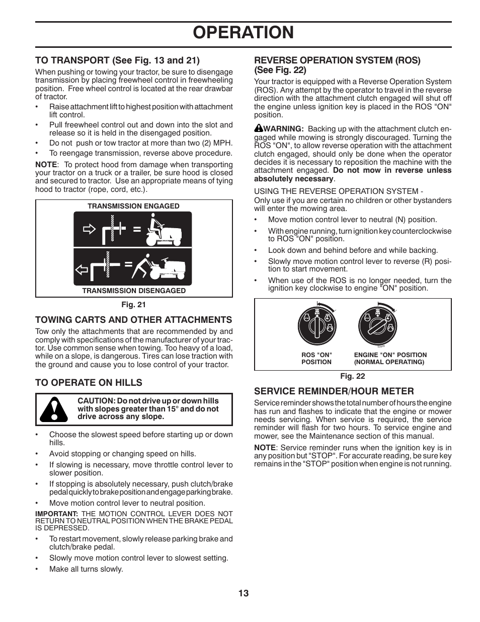 Operation | Husqvarna 96045001700 User Manual | Page 13 / 44
