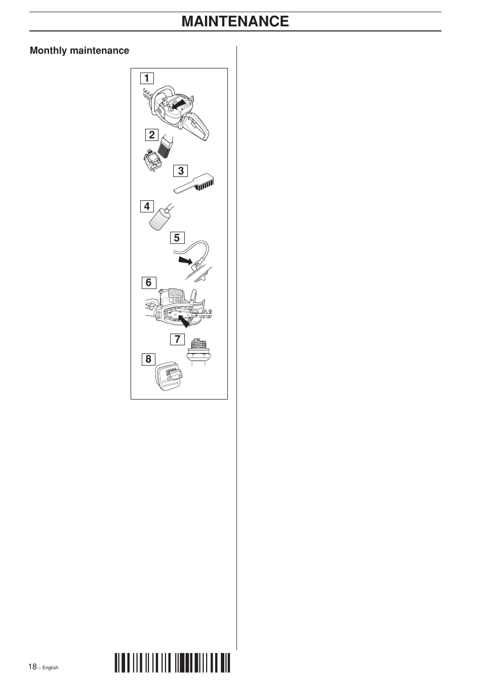 H'h¶6, Maintenance | Husqvarna 225H60 User Manual | Page 18 / 20