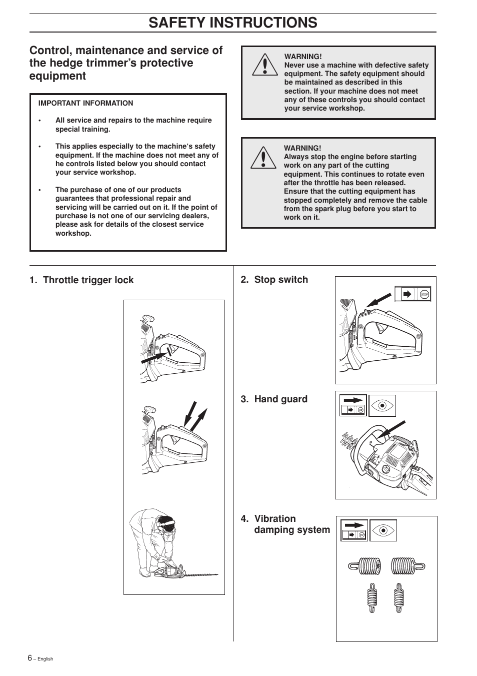 Safety instructions | Husqvarna 225H60 User Manual | Page 6 / 20