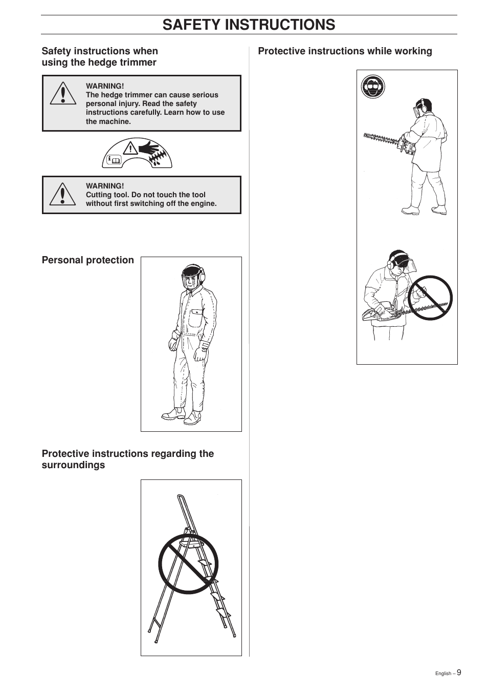 Safety instructions | Husqvarna 225H60 User Manual | Page 9 / 20