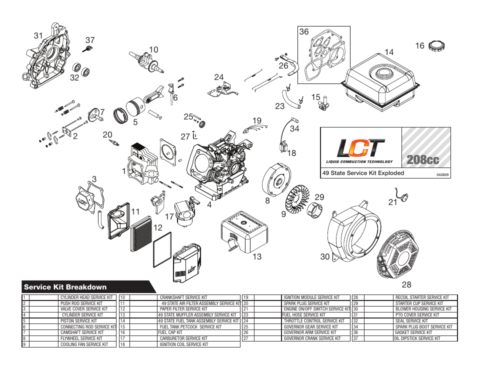 Engine, 208cc | Husqvarna RTT900 User Manual | Page 23 / 29